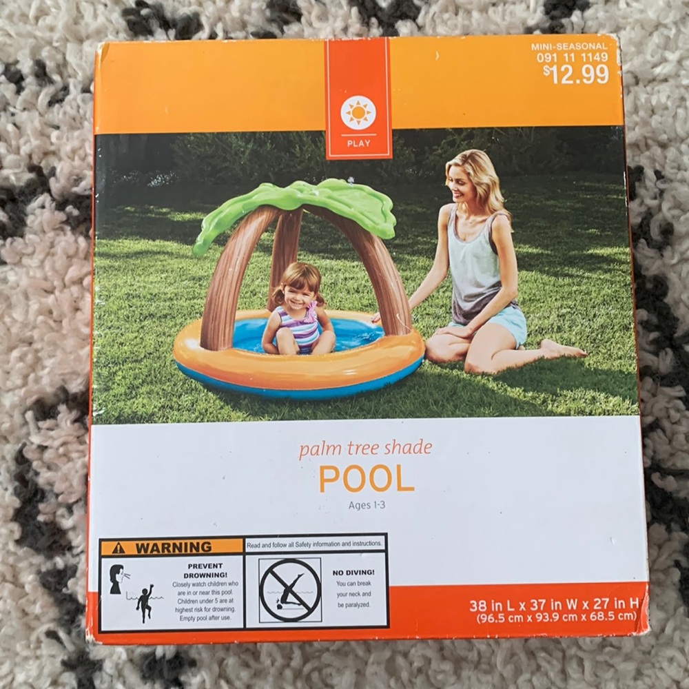 Palm tree shade pool, new in box, baby kiddie pool!